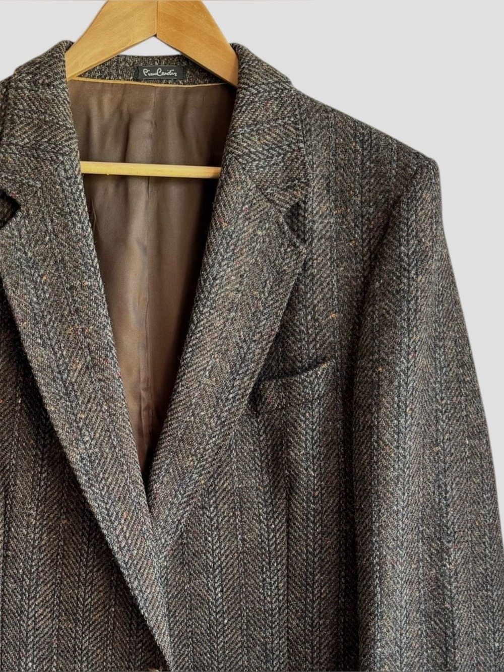 Vintage 100% Virgin Wool Herringbone Sport Coat Blazer Mens 44R Brien Grey